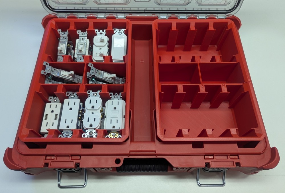 Receptacle/Switch Insert Set for Milwaukee Packout Standard Depth Organizer