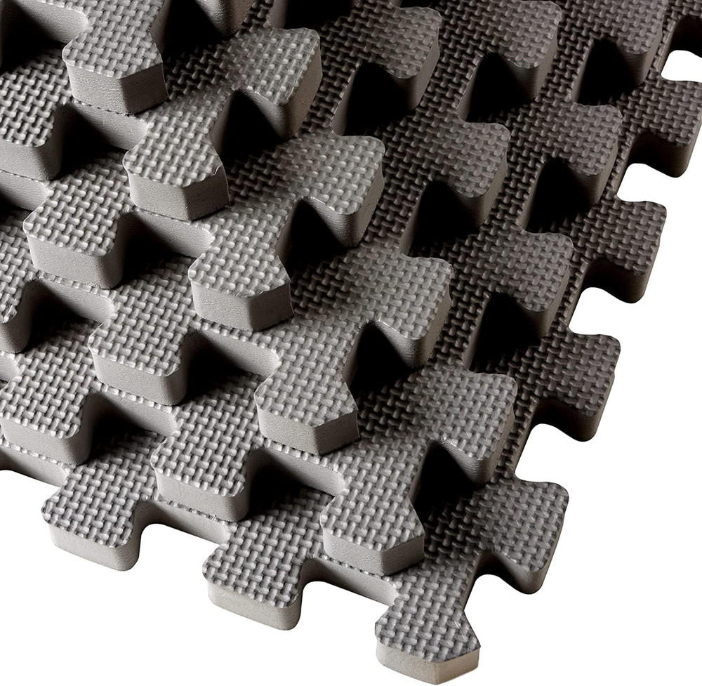 1" Thick Multipurpose Exercise Floor Mat with EVA Foam, Interlocking Tiles, Anti
