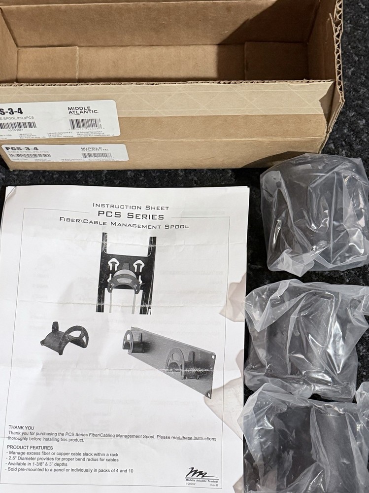 MIDDLE ATLANTIC PCS-3-4 CABLE SPOOL, 3”D, 4PCS