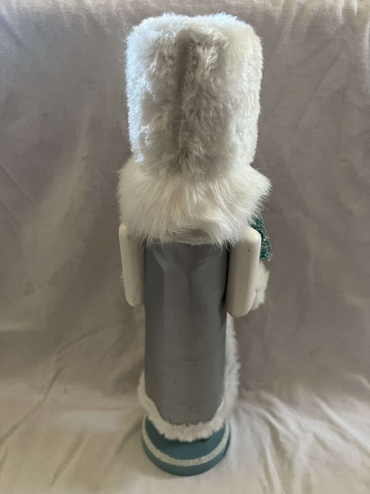 Holiday White Fur Coat Long Hat Nutcracker 14”Holding Tree