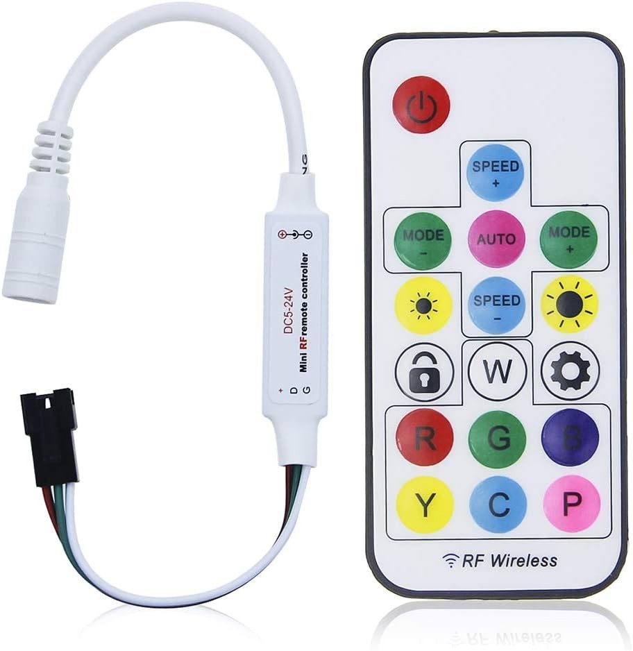 DC 5V Remote Controller WS2812B LED Strip Light Addressable Wireless RF Control