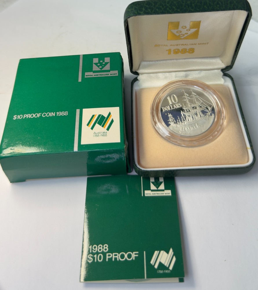 1988 Australia $10 Dollars Proof Silver Coin W/ Box & COA