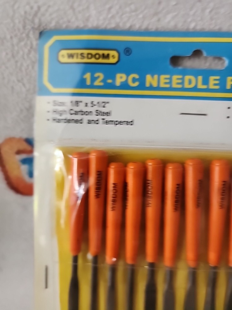 WISDOM 1/8" x 5-1/2" Mini Needle File Set 12 pc. with Pouch