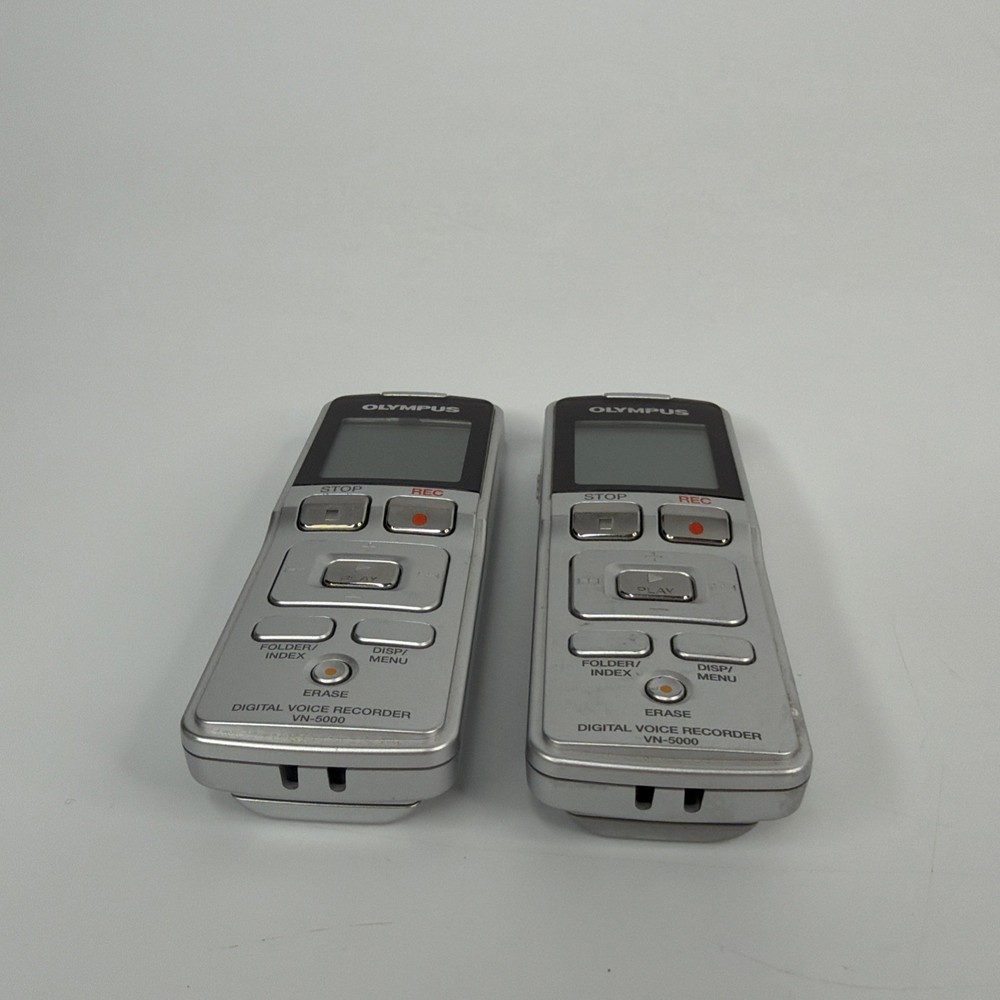Lot 2 Olympus Silver Digital Voice Recorder VN-5000 Handheld LCD Screen Tested