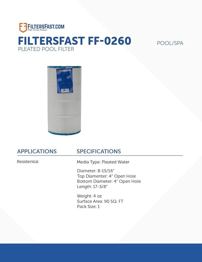 Filters Fast FF-0260 Compatible Replacement Pool and Spa Filter Cartridge