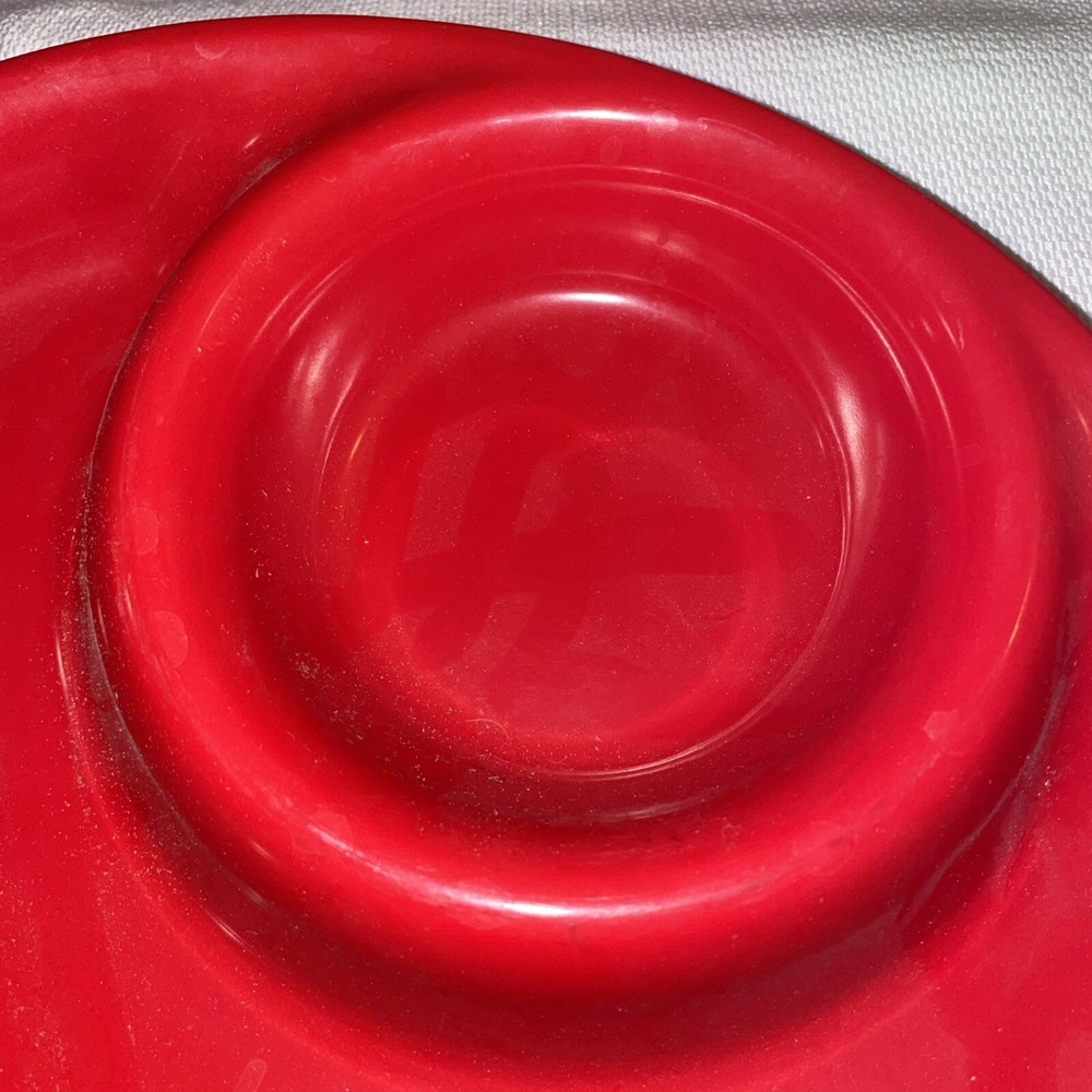 ZAK DESIGNS RED ROUND PLATTER WITH SEPERATE DIP SECTION 100% MELAMINE
