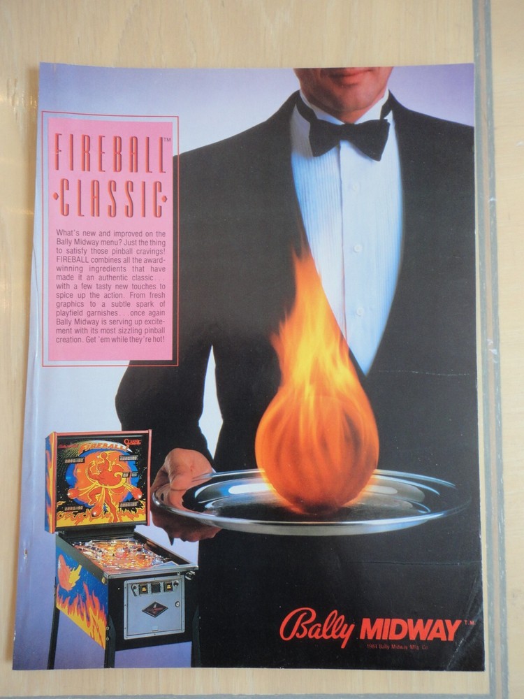 Fireball Classic Pinball Machine Flyer Original Magazine Pull Out Advertisement