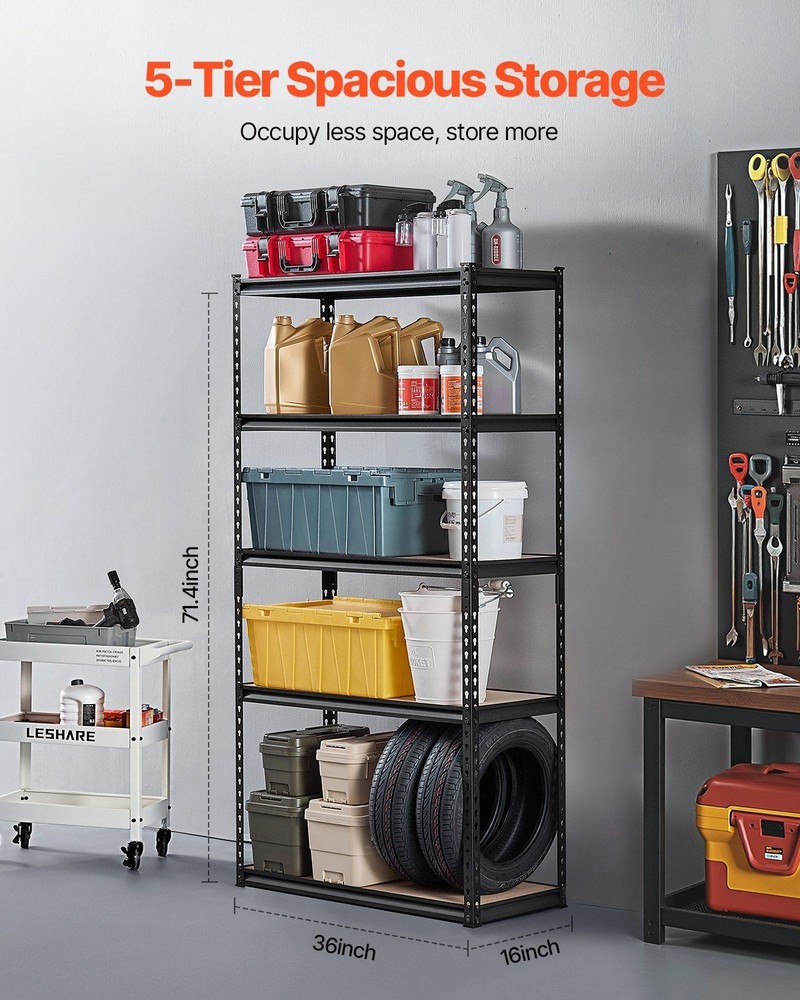adjustable 5-tier 16x36x71.4 storage rack for flexible use