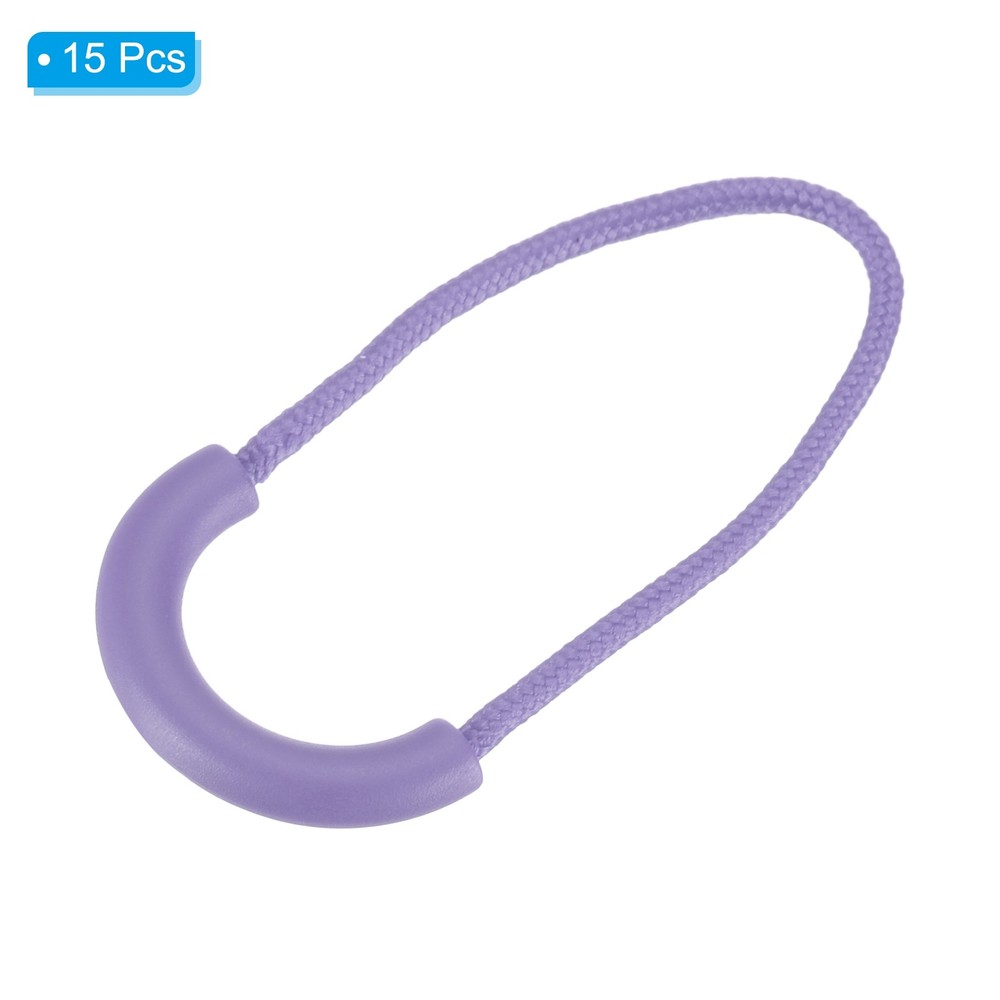Zipper Pulls Replacement, 15 Pack Extension Cord Handle for Bags, Light Purple