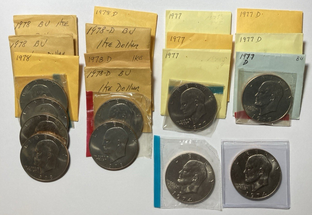 19 Pc Ike Dollars BU+ Multible Dates and Mints