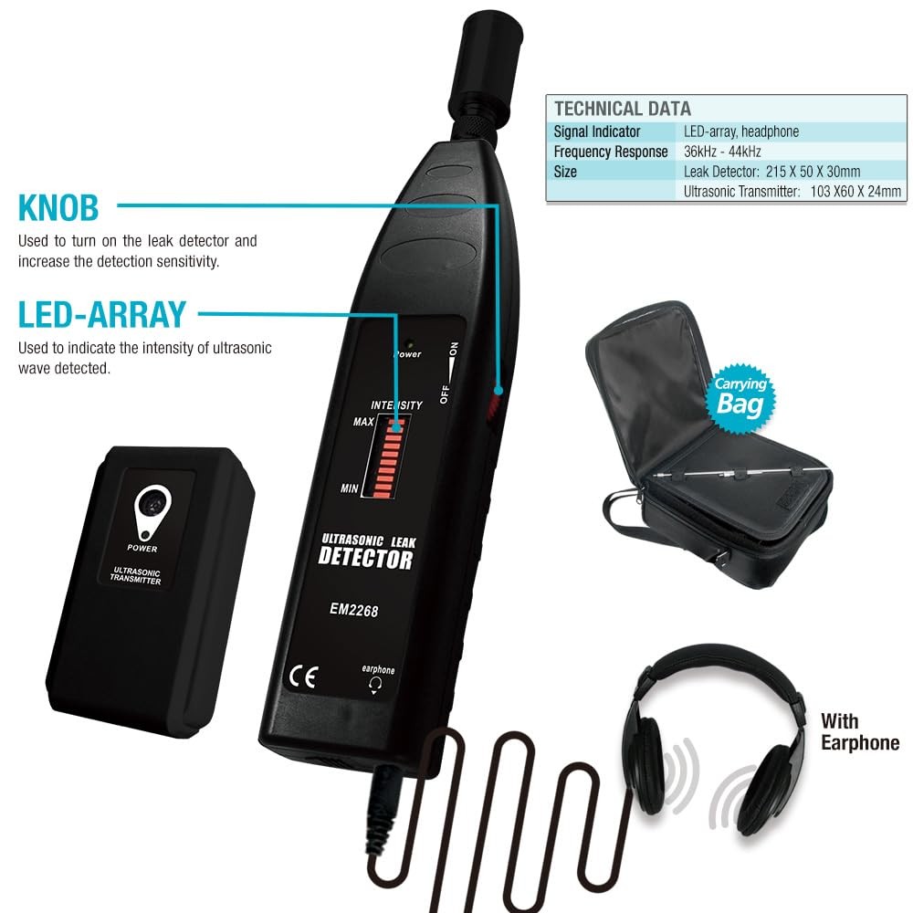 Pro Ultrasonic Leaking Detector Transmitter Auto Noise Finder, Electronic Ste...