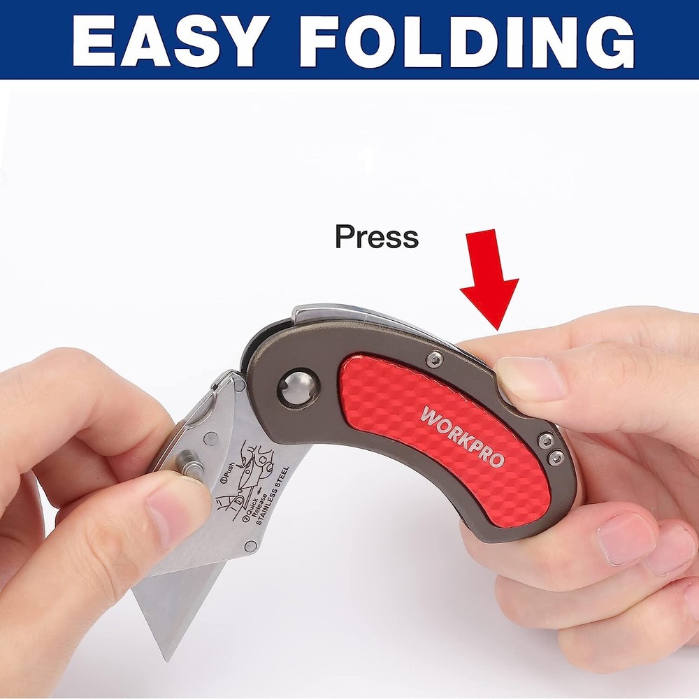 WORKPRO Folding Utility Knife Set Quick Change Blade with 10-piece Extra Blades
