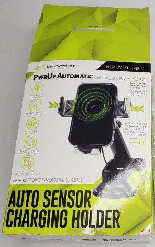 Bracketron PwrUp Qi Automatic Dash Window Vent Mount for iPhone Samsung Pixel Lg
