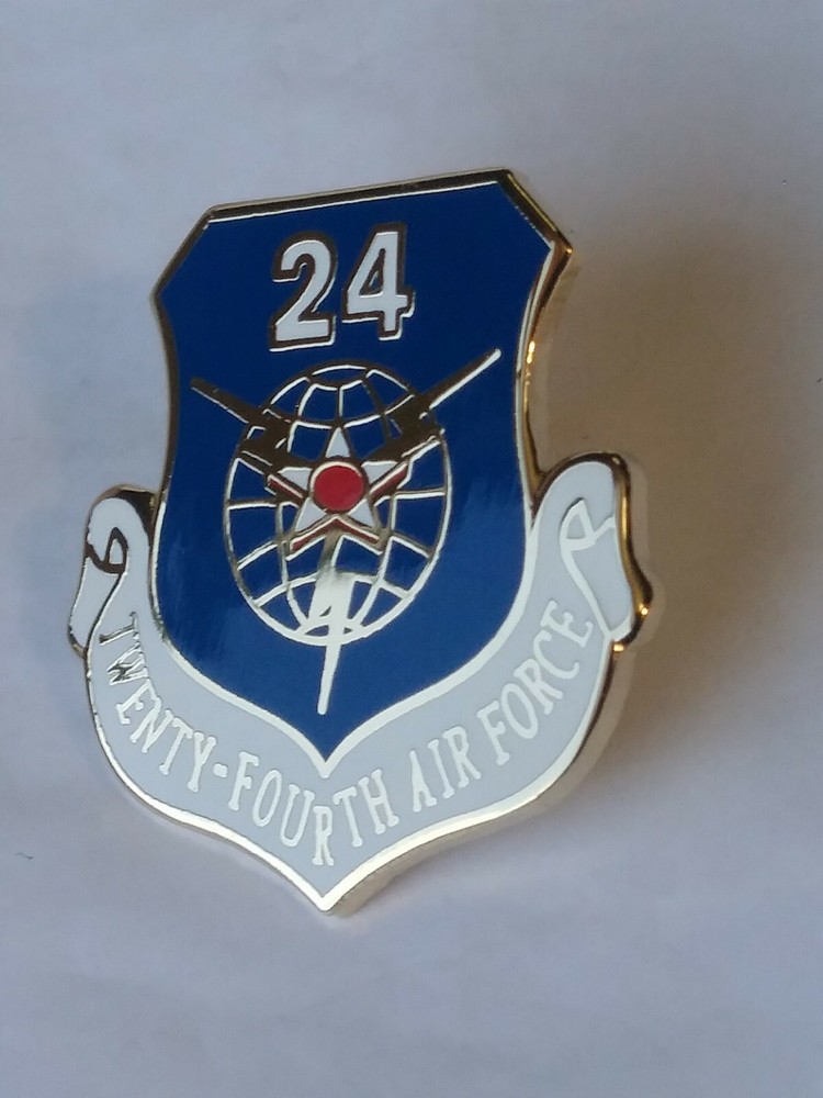24 Twenty-Fourth Air Force Shield Lapel Pin US Cyber Command