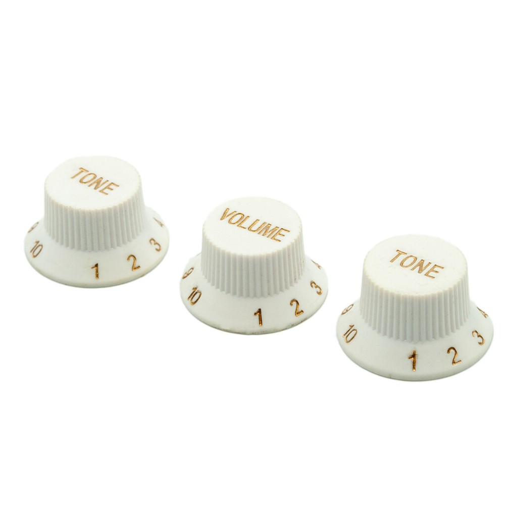 White Guitar Switch Knobs 1 Volume 2 Tone Control Knobs With Adjustable Numbers