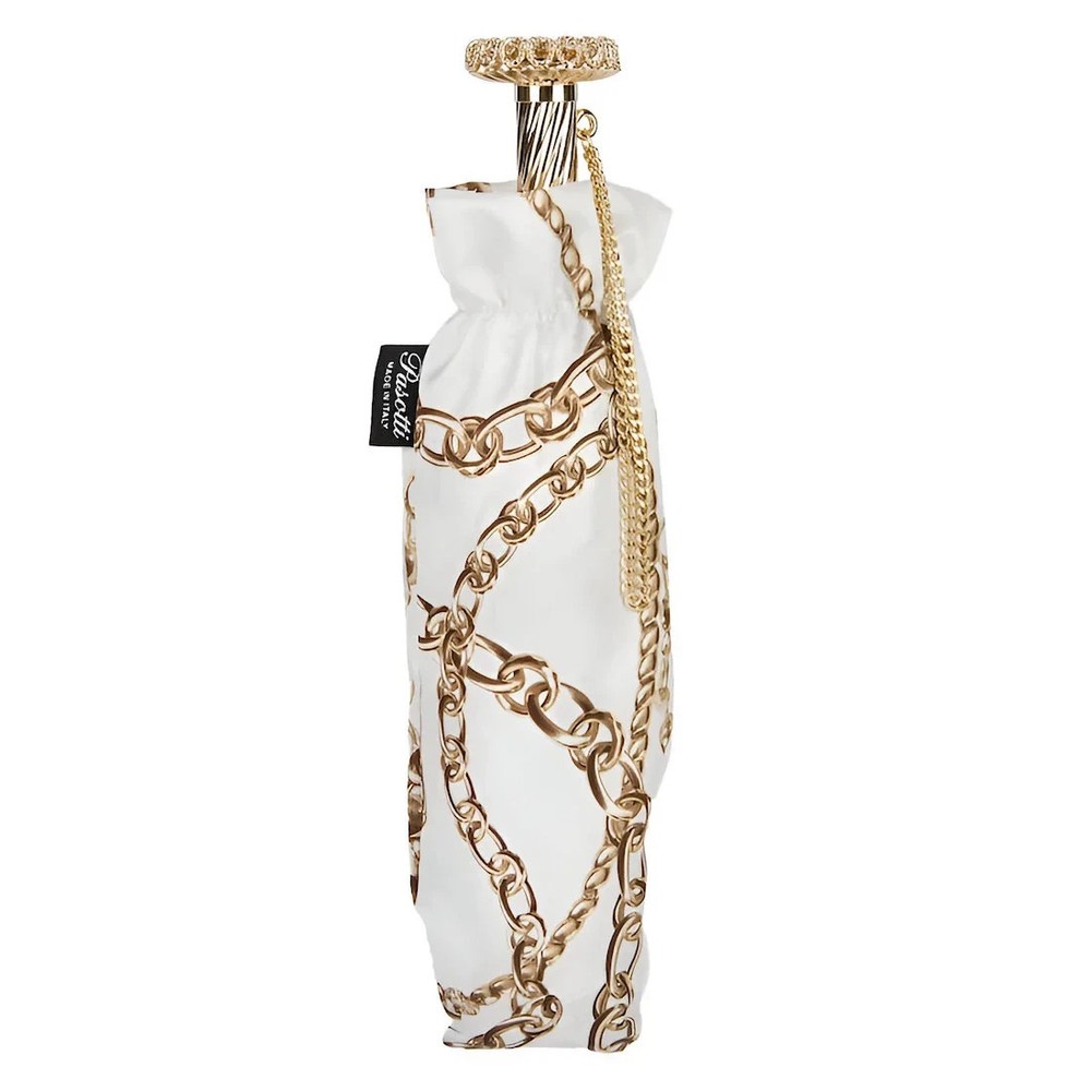 Pasotti Chains Print White Folding Umbrella