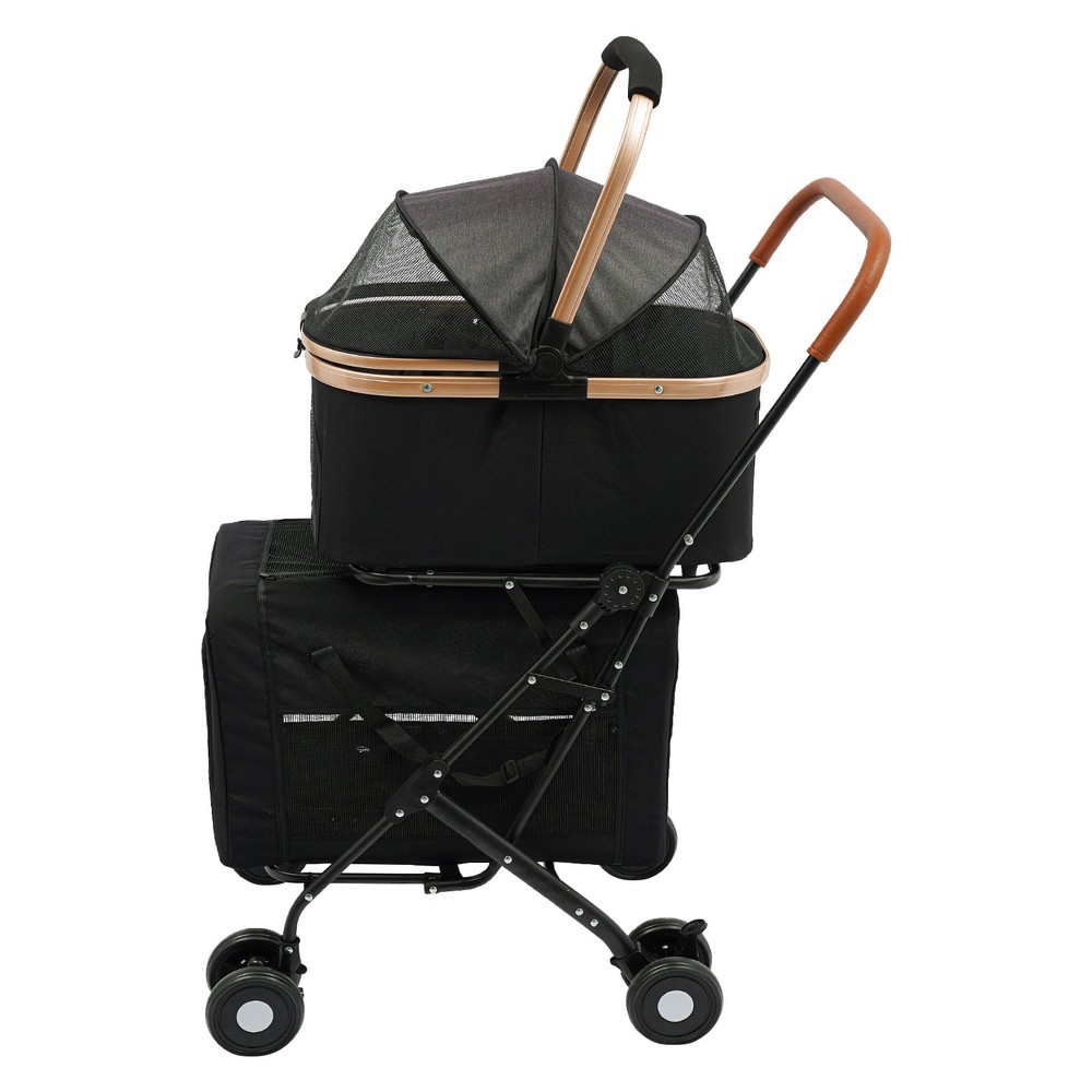 2-Tiers Foldable Small & Medium Dogs Stroller Pet Stroller Dog & Cat Stroller
