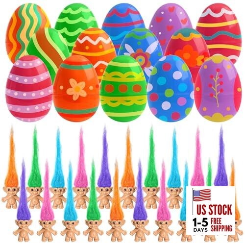 24Pcs Prefilled Easter Eggs with Mini Toys，Filled Plastic Easter Eggs with