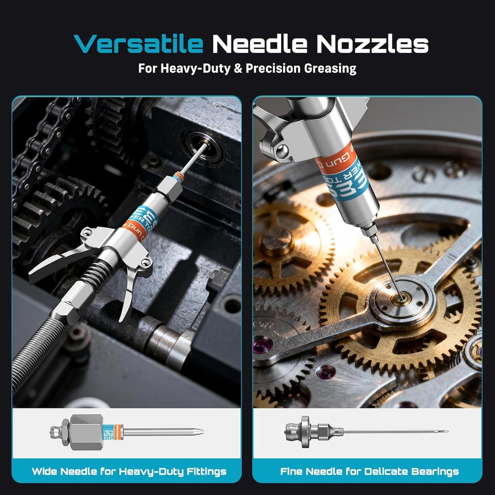 Seesii Grease Gun Accessory Kit, Includes Quick-Release Coupler, 90 Degree Greas