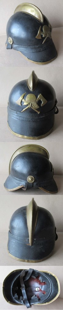 ANTIQUE OLD GERMAN LEATHER FIREMAN HELMET / ca 1920s