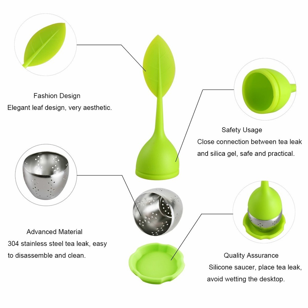 Silicone Loose Leaf Tea Infuser Stainless Steel Tea Steeper Filter Diffuser 3Set