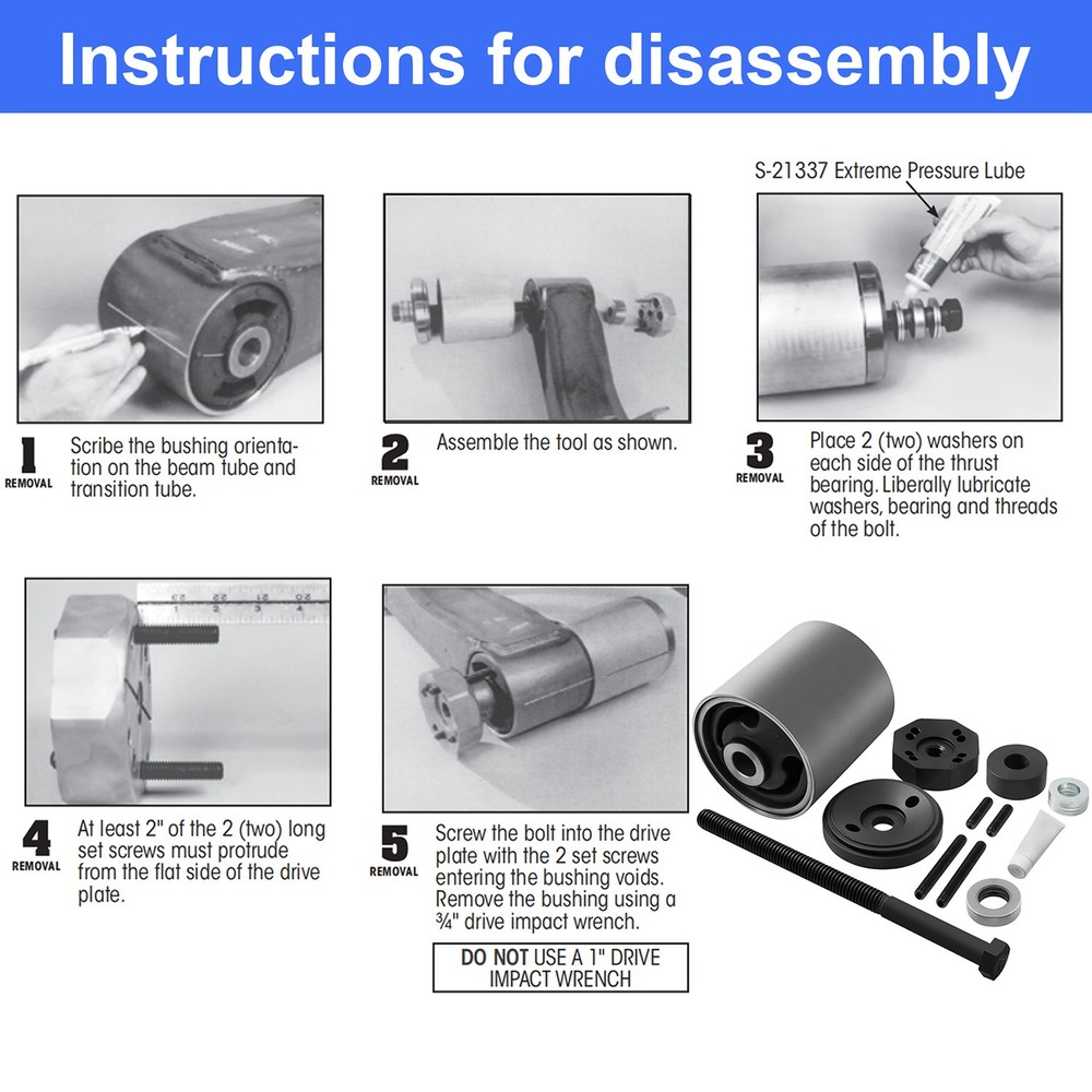 Bushing Installation Tool for Hendrickson S-21307 - Tri-Functional Complete Kit