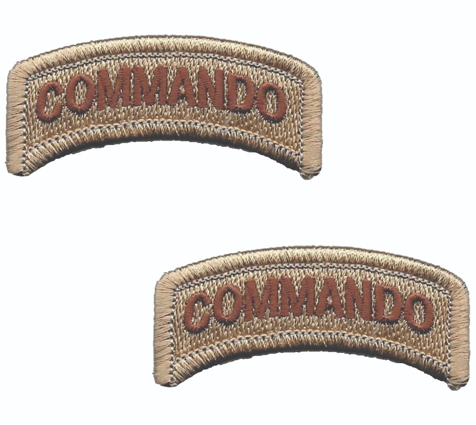 Commando Tab Patch Desert Tan Tactical Hook Back Lot 2 (2 1/4" in)