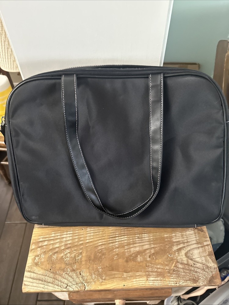 Black Nylon Three Compartment Laptop Bag