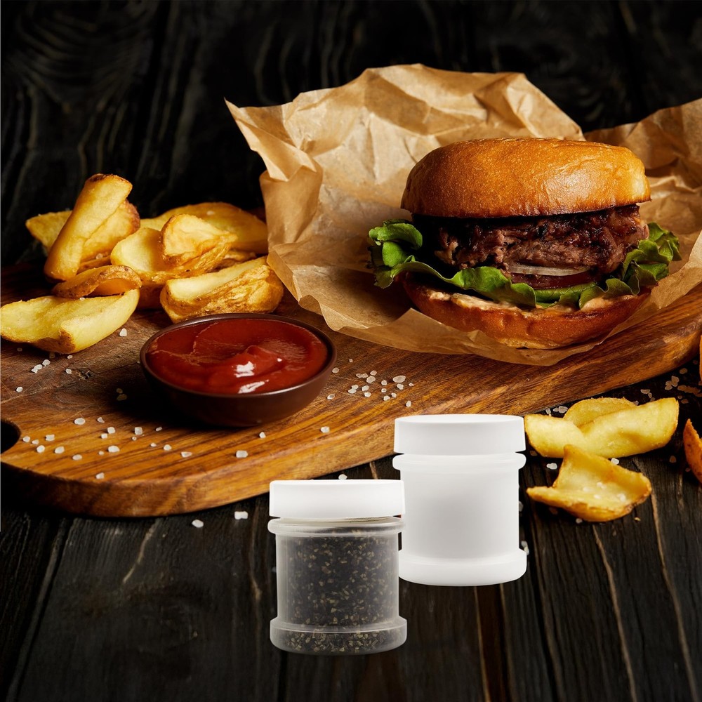 Cornucopia Brands Mini Plastic Spice Jars w/Sifters (12-Pack, White); 2 Table...