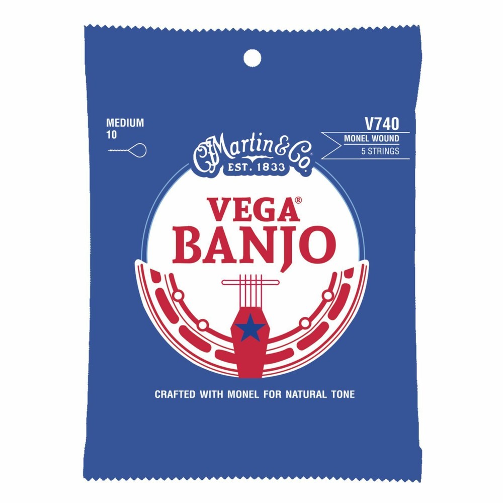 Martin V740 Vega Monel Wound 5-String Banjo Strings, Medium