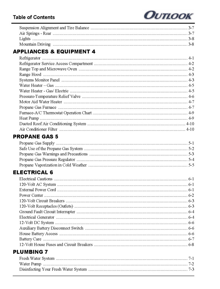 2007 Winnebago Outlook Home Owners Operation Manual User Guide Coil Bound