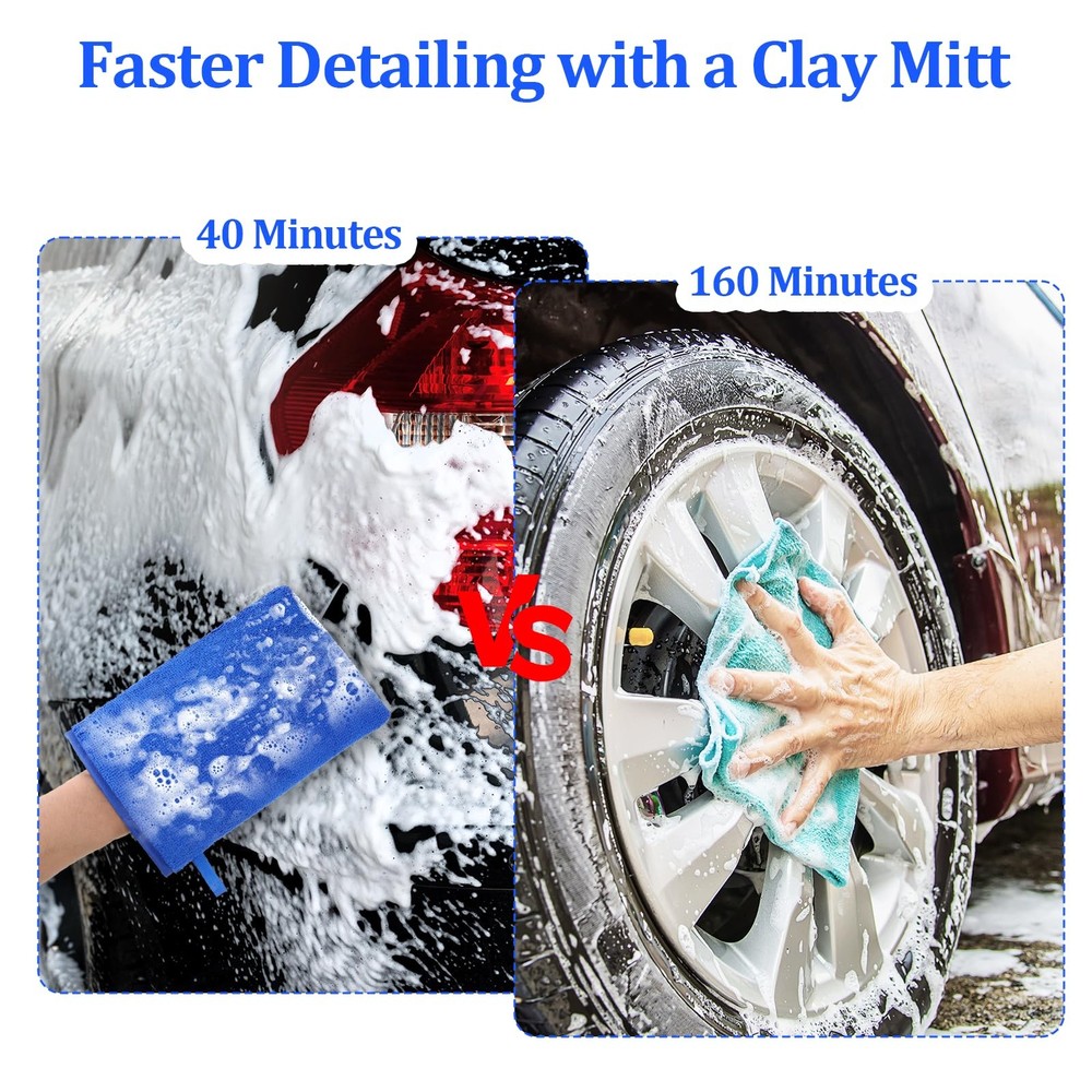 Clay Mitt - Auto Detailing Microfiber Clay Bar, Medium Grade, Blue