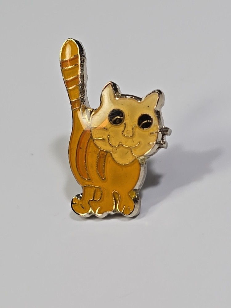 Orange Cat With Smile Face Lapel Pin