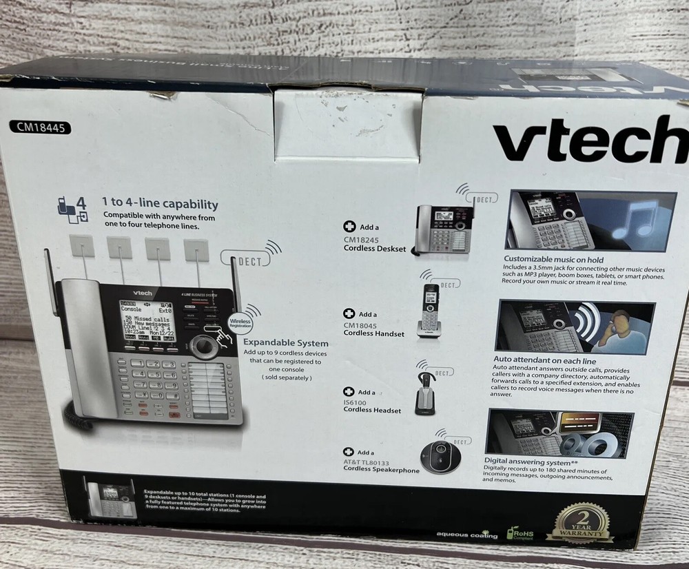 VTech CM18445 4-Line Small Business System Main Console with Answering System