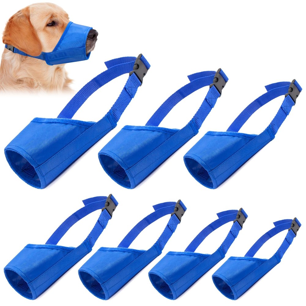 Coppthinktu Dog Muzzle Suit 7PCS Muzzles for Biting Barking Chewing, A-Blue