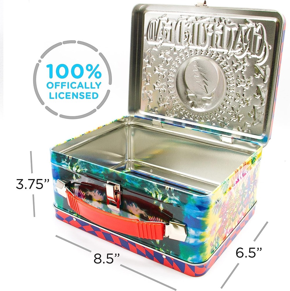 AQUARIUS Grateful Dead Fun Box - Sturdy Tin Storage Box with Plastic Handle & Em