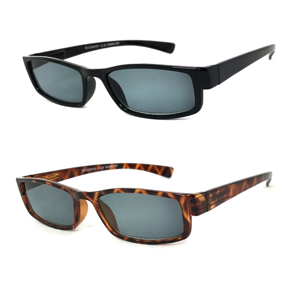 Retro Rectangular Smoke Lens Sun Reader Reading Sunglasses Spring Temples UV400
