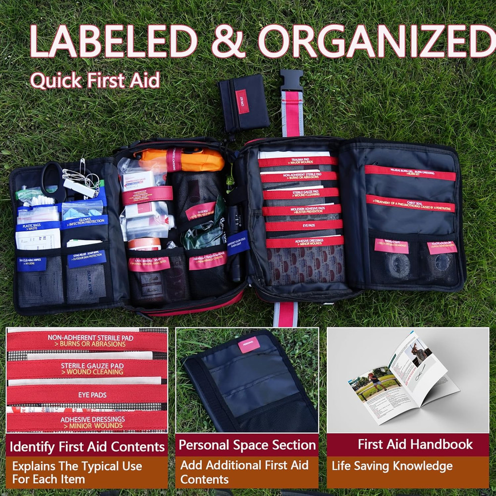 Advanced Comprehensive First Aid Kit with Well Organized Labelled Compartments R