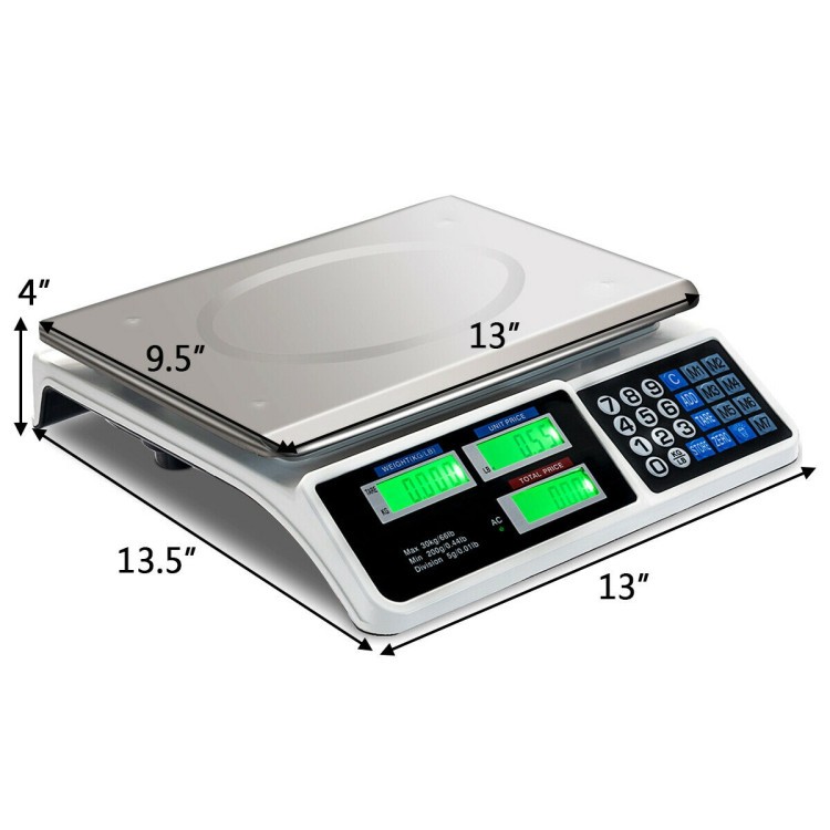 66 lb Electric Price-Computing Scale with LCD Display – Fast, Accurate Pricing