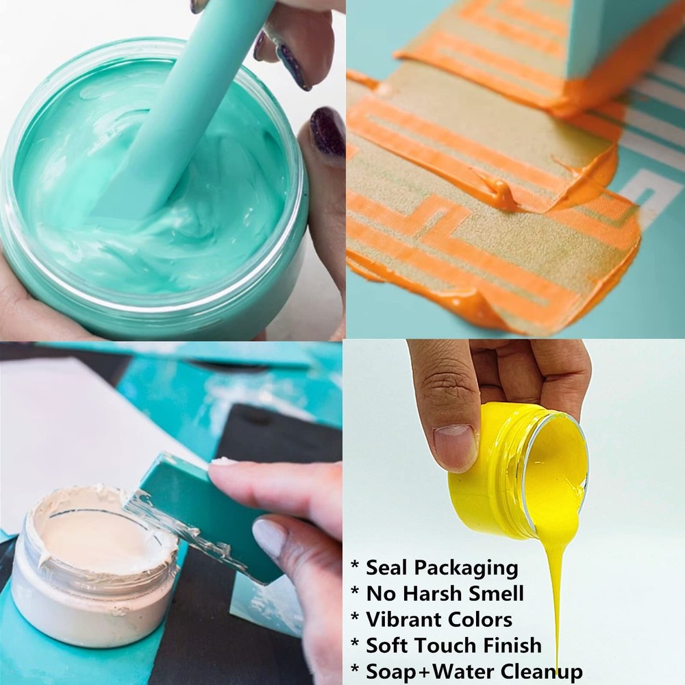 12 Jars Chalk Paste Paint Set, 9 Pcs Chalk Paint Mini Squeegees and Squeegee ...