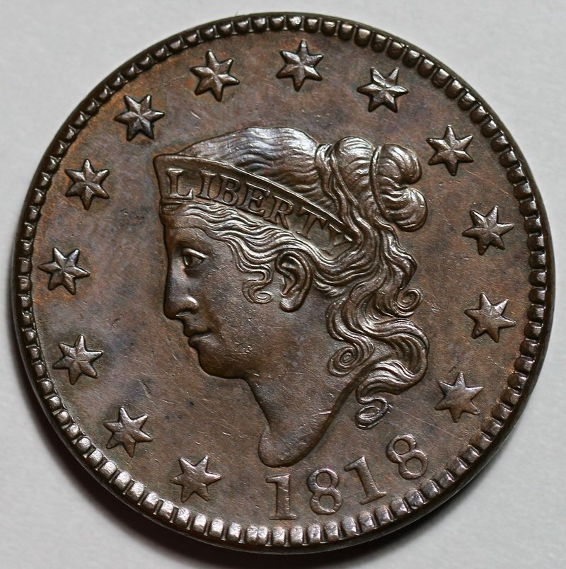 1818 Coronet Head Large Cent - US 1c Copper Coin