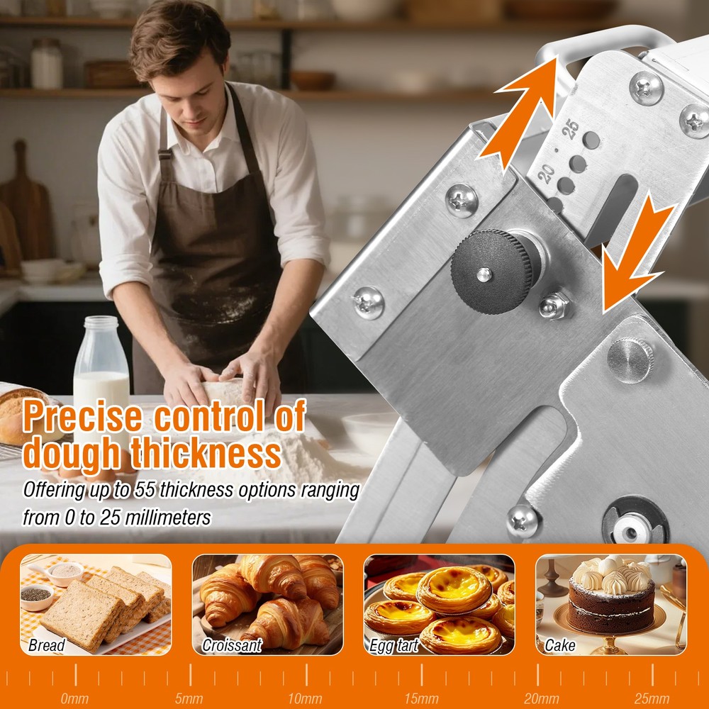 Folding Dough Rolling Machine Adjustable Thickness 0-25mm for Pizza Bread Pastry