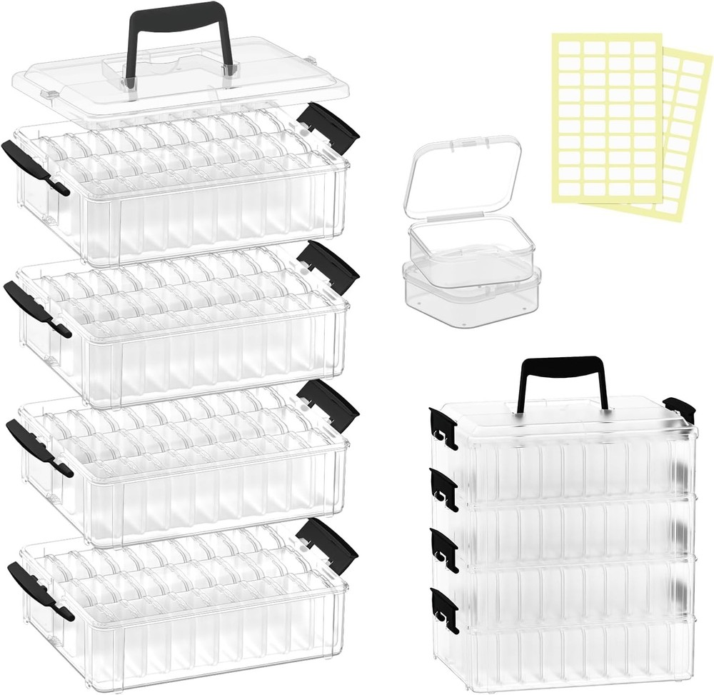Bead Organizer Box 120 Pcs, 4-Tier Large Capacity Stackable Bead Storage Cont...