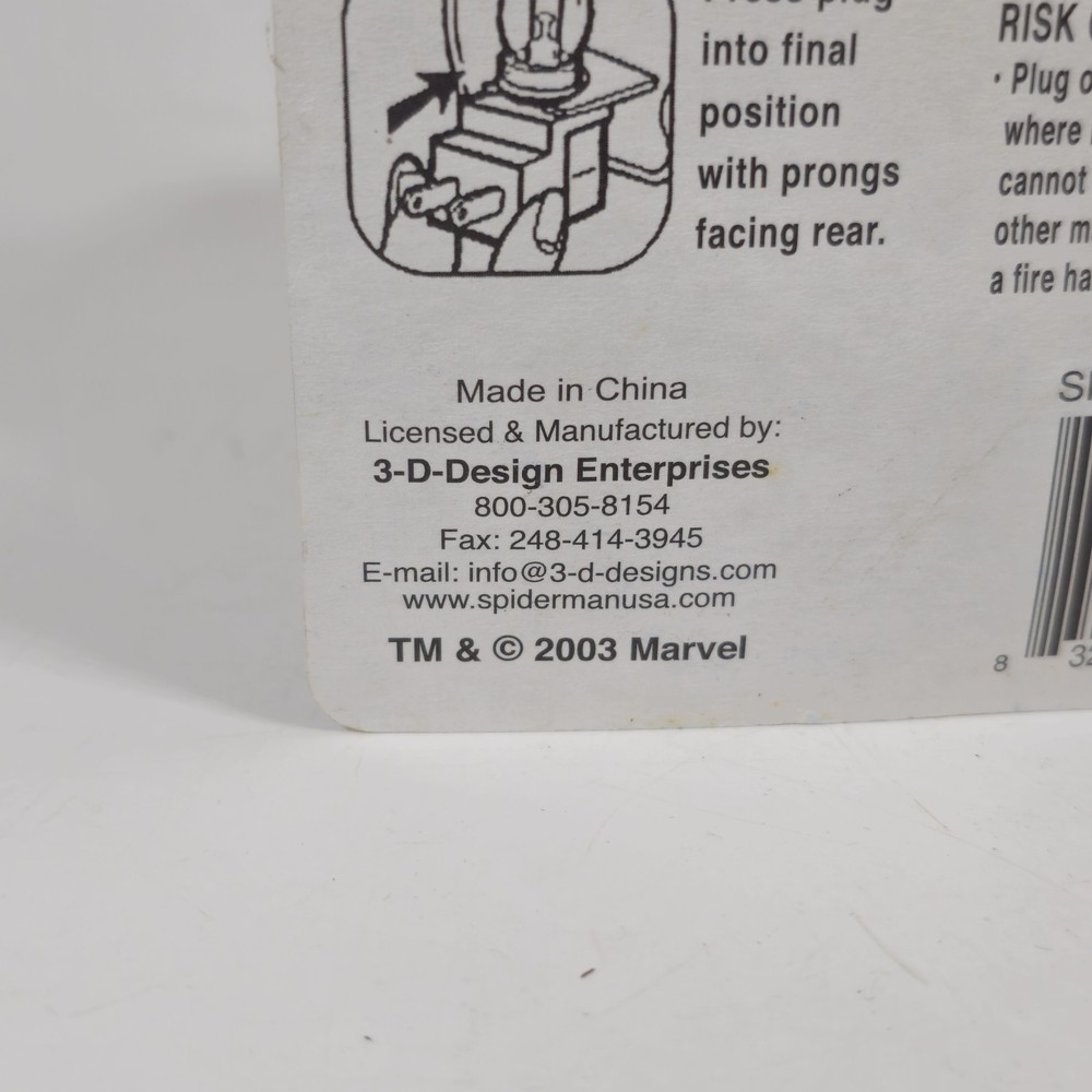 2003 Spider-Man Night Light 3-D Designs NEW