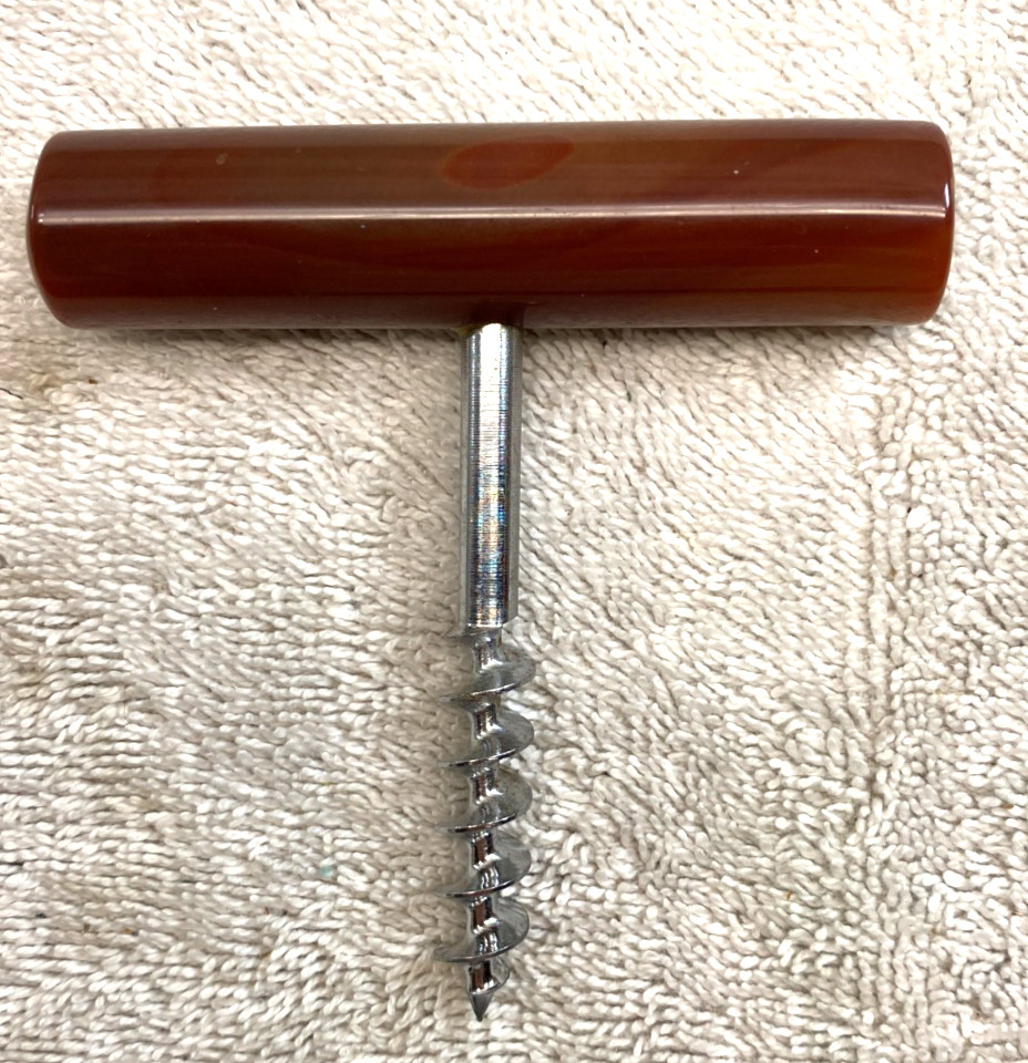 VINTAGE AGATE STONE CORKSCREW WINE BOTTLE