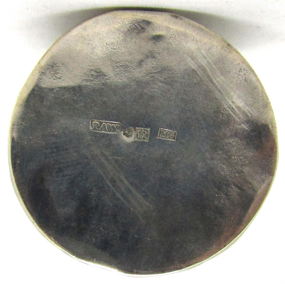 Antique Engraved Sterling Silver Round Pill Box 14.9g