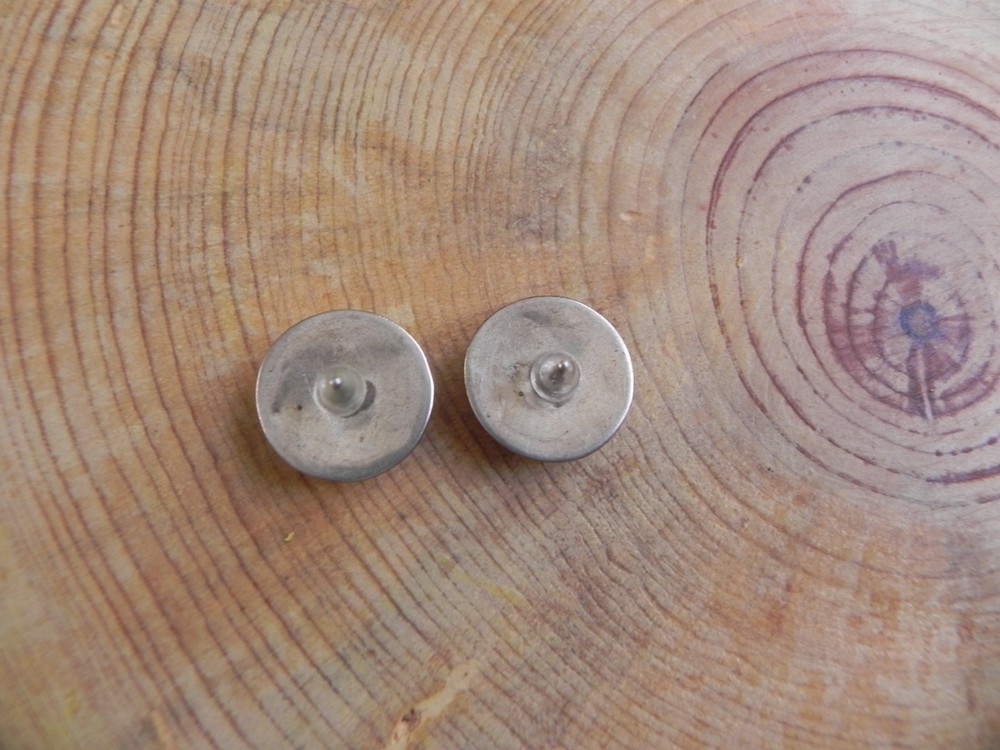 Sterling Silver Puffed Round Earrings Navajo