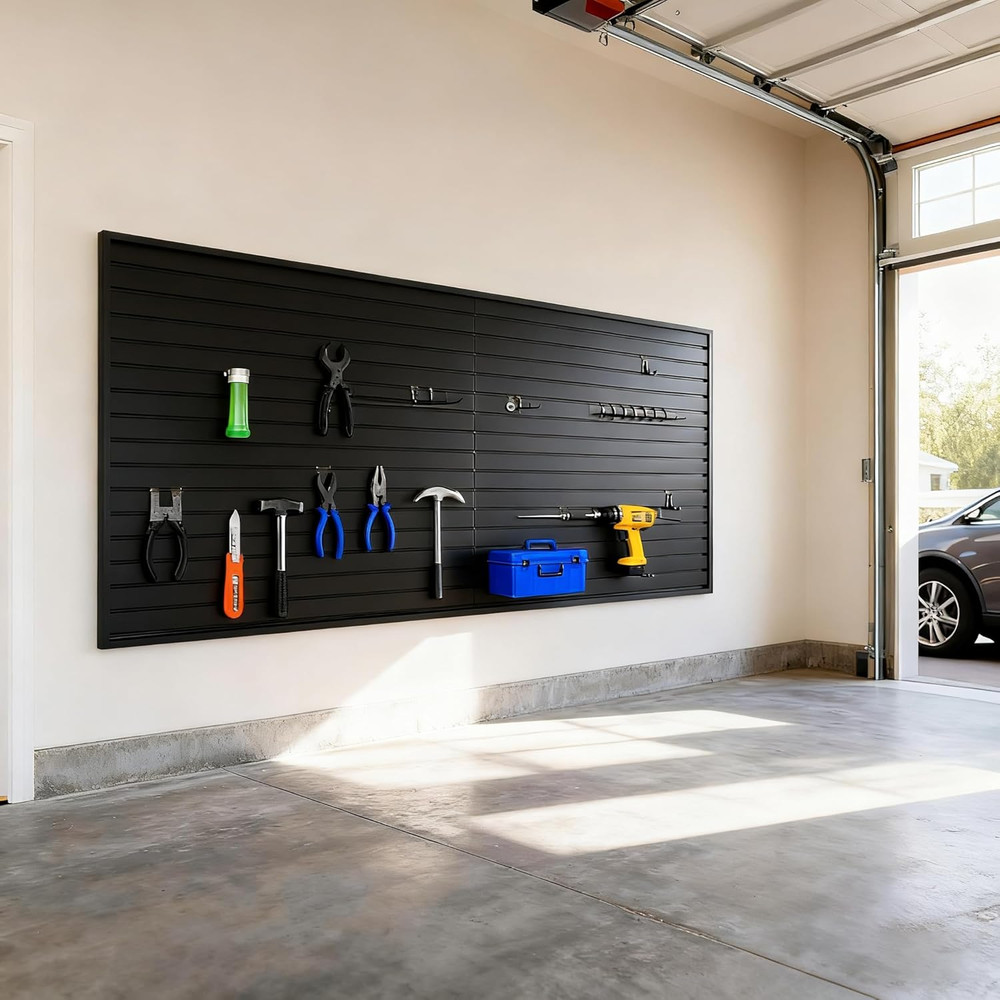 Heavy Duty Black Slat Wall Panel 4x8 Ft for Garage Storage Solutions