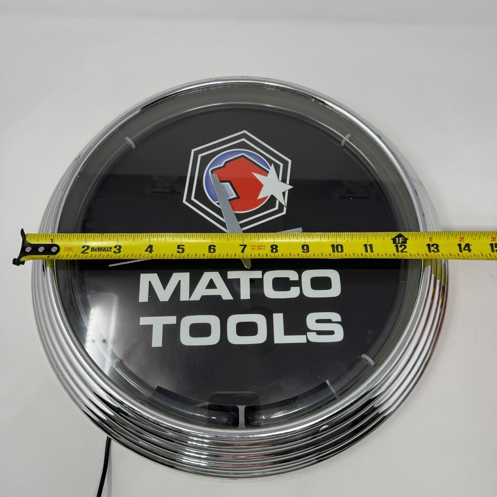 Rare Matco Tools Red Neon Light Wall Clock 13 Inch (Broken Clock)