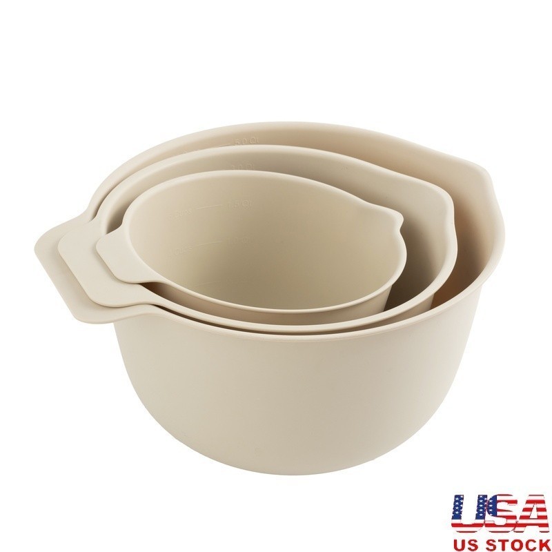 3 Piece Mixing Bowls Set Non Slip Base Stackable Kitchen Prep Durable Recycled